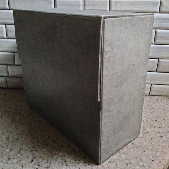 Linen Covered Slate Grey Large Lidded File Box - Picture 1 of 8